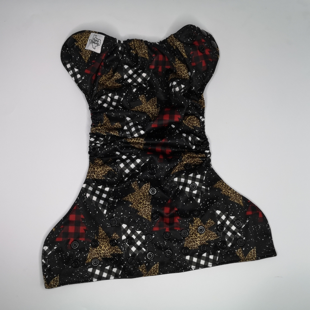 Texas Tushies One Size Pocket, Cloth Diaper, Christmas Trees